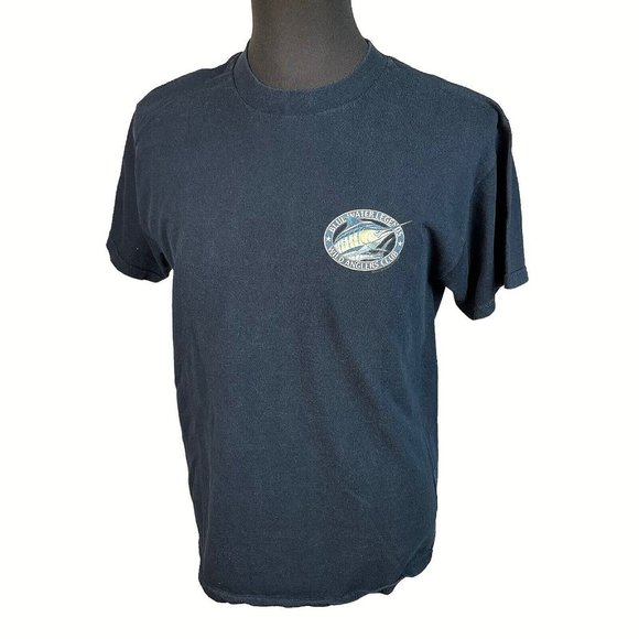 Men's Graphic Tee Blue Size L Large Wild Anglers Club Fishing - Picture 1 of 12